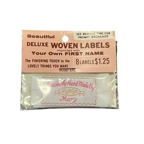 Vintage Deluxe Woven Labels “Specially Hand Made By Mary” 8 Pack NEW Old Stock - Picture 1 of 6